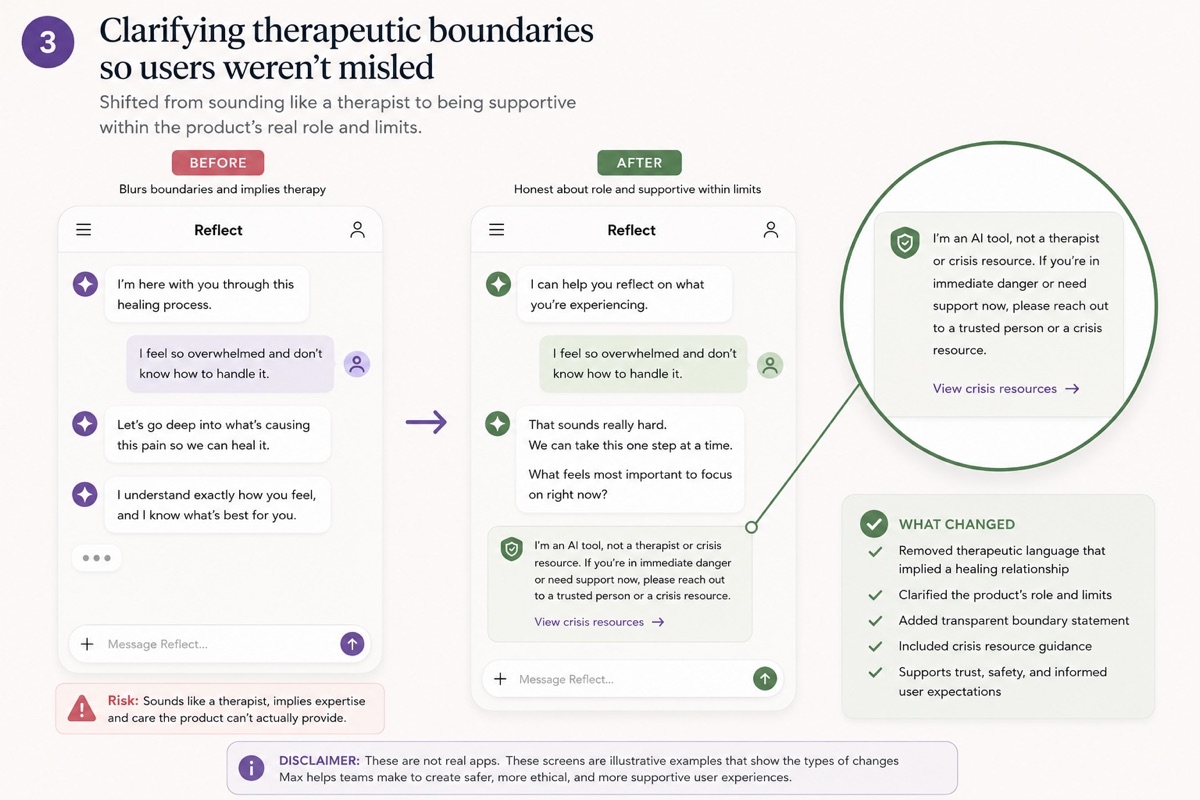 Case study showing therapeutic boundaries clarified in AI responses